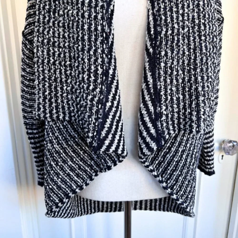 FREE PEOPLE Chunky Knit Open Front Black & White Cardigan Size S - Picture 4 of 16